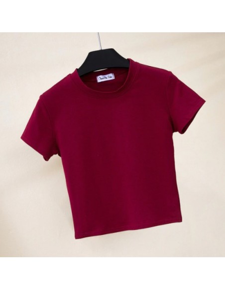 T-shirt femme col rond Taille S Couleur Bordeaux