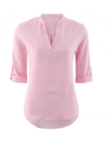 T-shirt col V Couleur Rose Taille S