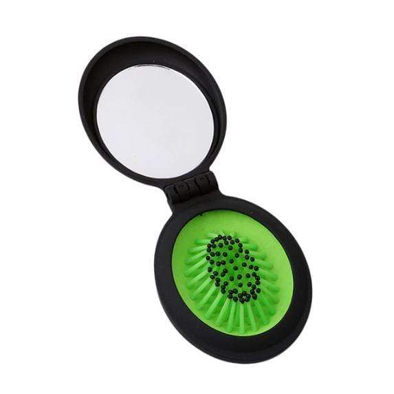 Brosse à cheveux ronde pliable avec miroir