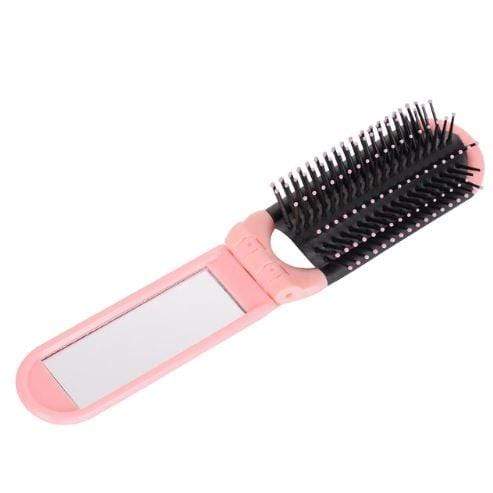 Brosse à cheveux portable pliable avec miroir