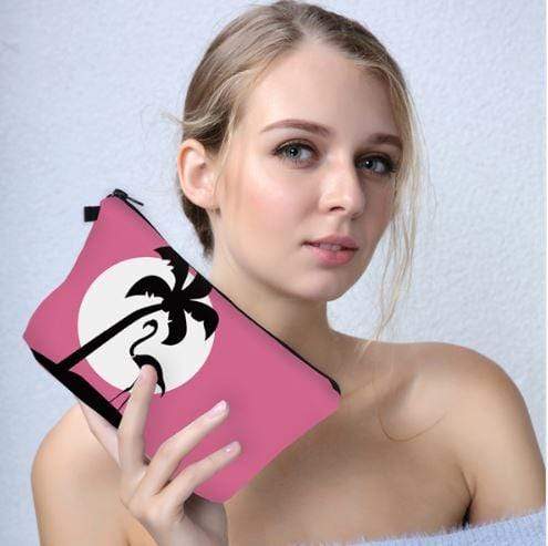 Pochette flamant rose avec palmier