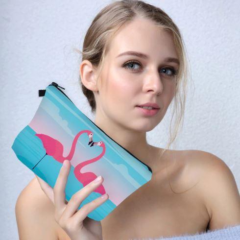 Pochette flamant rose fond océan