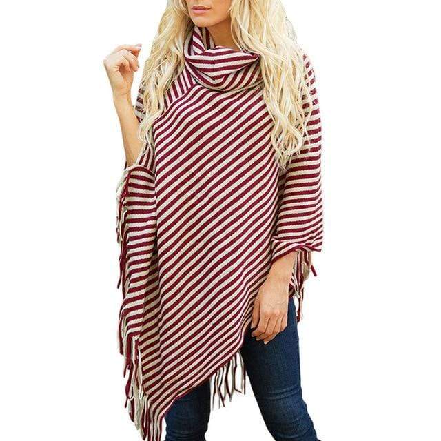 Poncho aux rayures colorées