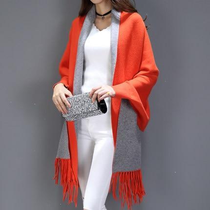 Poncho en cachemire avec franges
