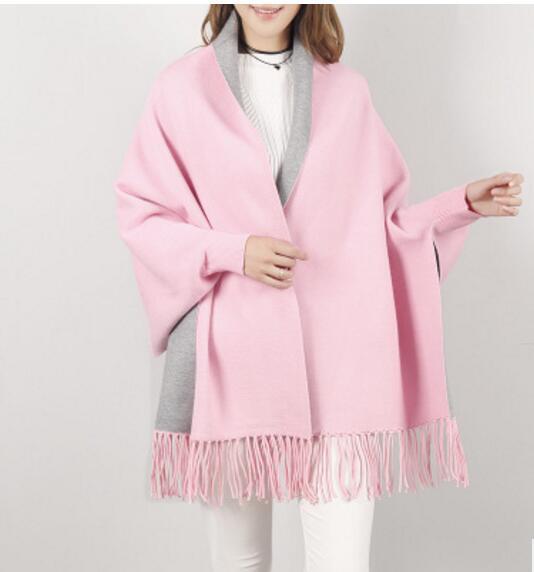 Poncho en cachemire avec franges