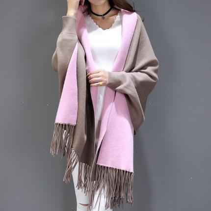Poncho en cachemire avec franges