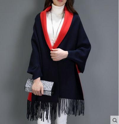 Poncho en cachemire avec franges