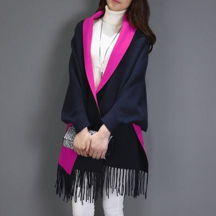Poncho en cachemire avec franges