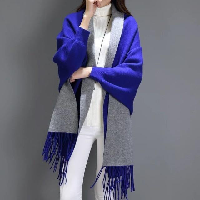 Poncho en cachemire avec franges
