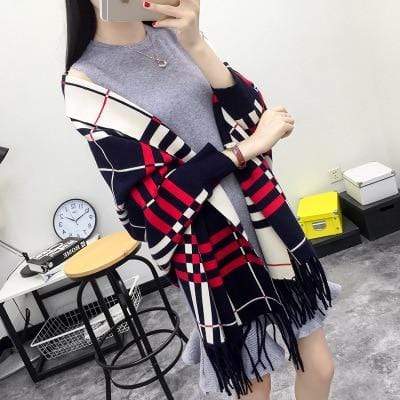 Poncho en cachemire avec franges