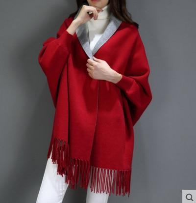 Poncho en cachemire avec franges