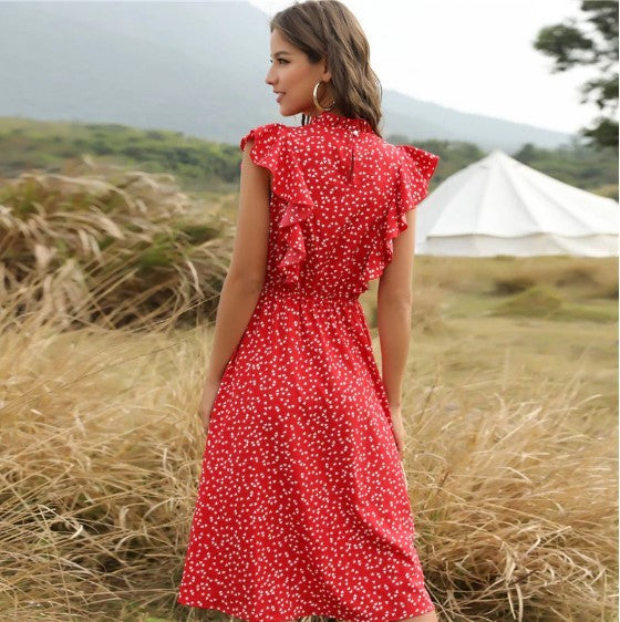Robe mi-longue d'été rouge
