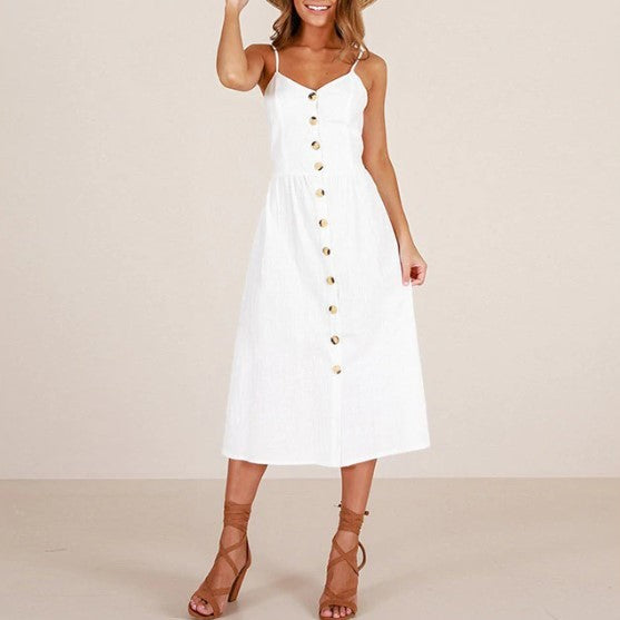 Robe d'été unie avec boutons