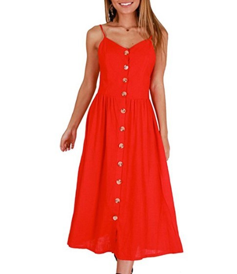 Robe d'été unie avec boutons