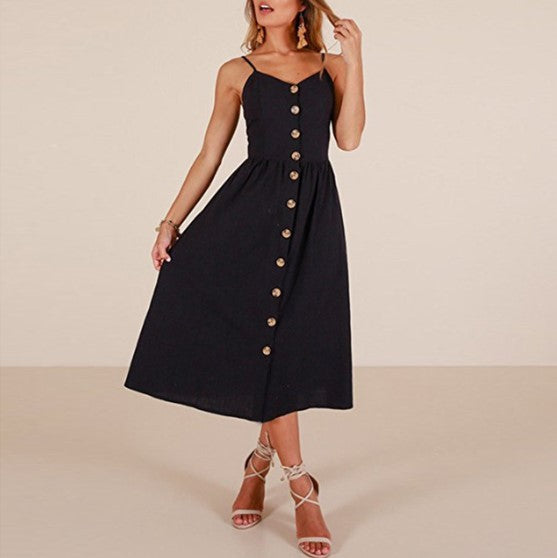 Robe d'été unie avec boutons