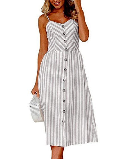 Robe d'été à rayures avec boutons