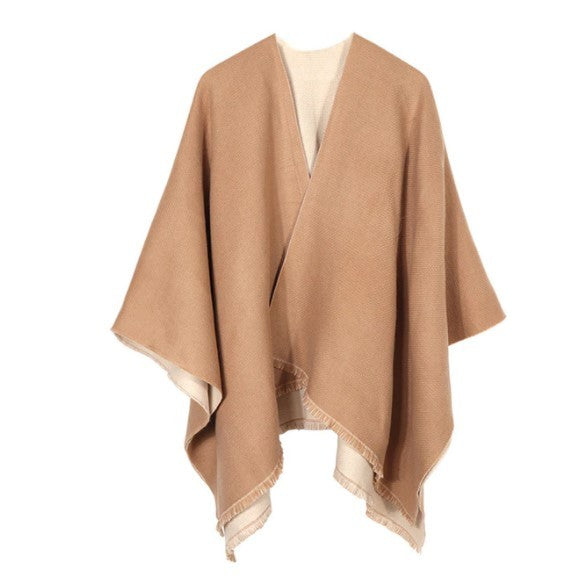 Poncho uni en cachemire