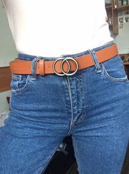 Ceinture femme double anneaux argent