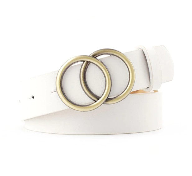 Ceinture femme double anneaux couleur or