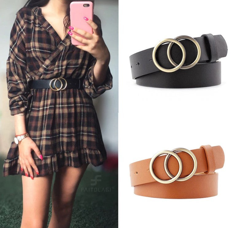 Ceinture femme double anneaux couleur or