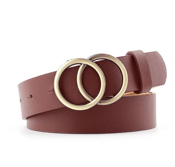 Ceinture femme double anneaux couleur or