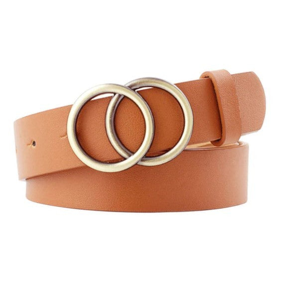 Ceinture femme double anneaux couleur or