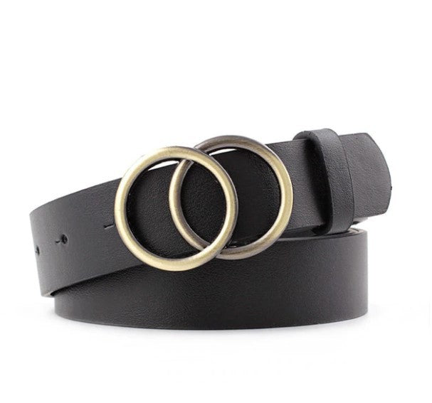 Ceinture femme double anneaux couleur or