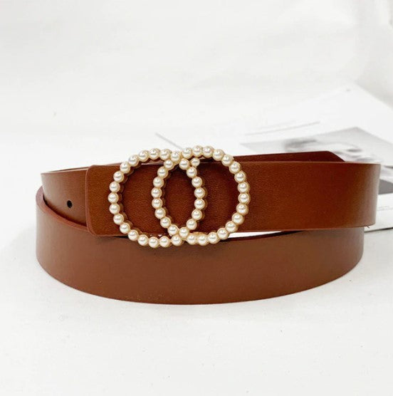 Ceinture femme double anneaux avec perles