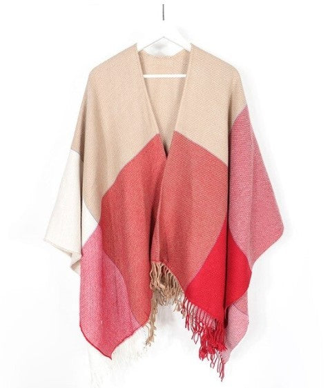 Poncho cachemire à carreaux