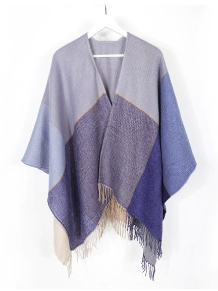 Poncho cachemire à carreaux