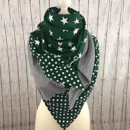 Écharpe châle femme motifs étoiles et pois
