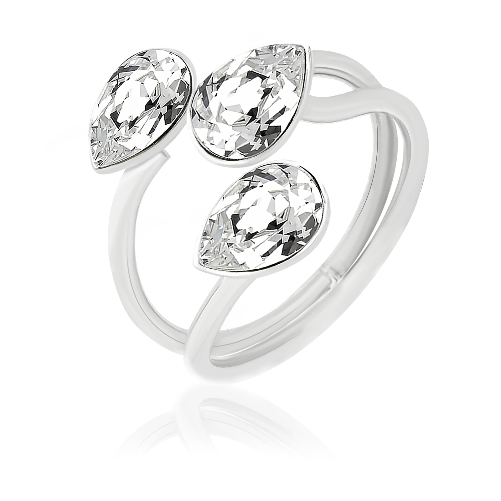 Bague avec 3 cristaux - Swarovski