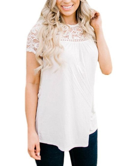 T-shirt dentelles manches courtes