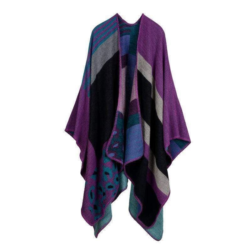 Poncho à motifs carreaux