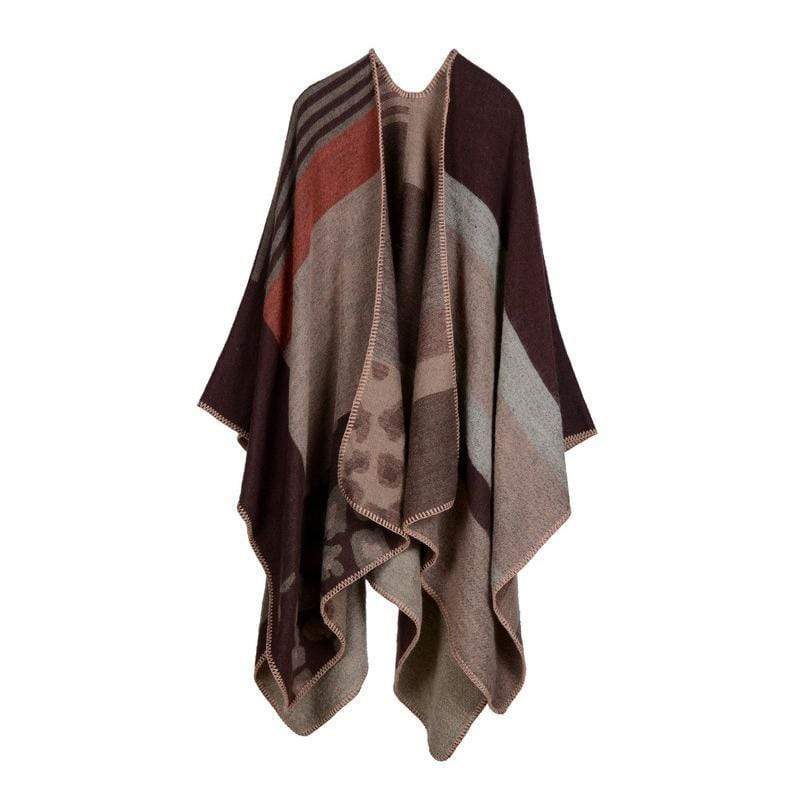 Poncho à motifs carreaux