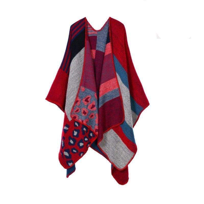 Poncho à motifs carreaux