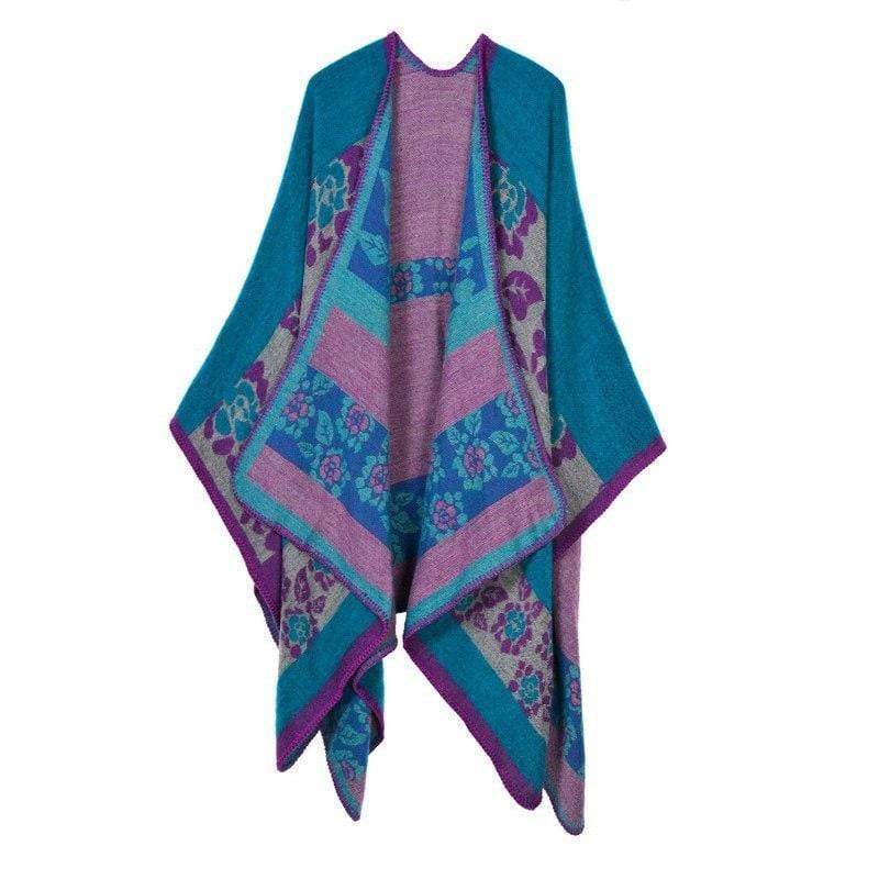 Poncho à motifs carreaux