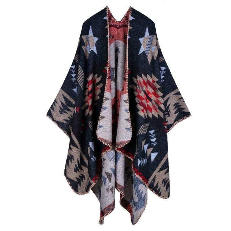 Poncho à motifs carreaux