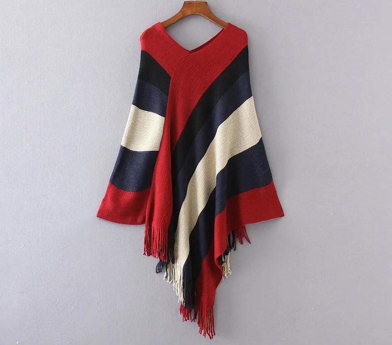 Poncho à rayures