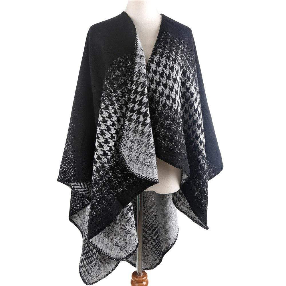 Poncho en cachemire quadrillé