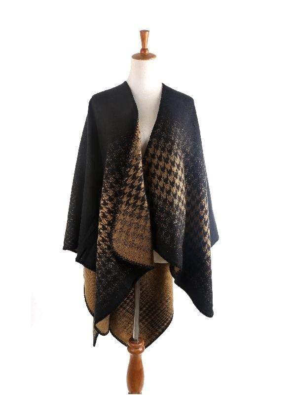 Poncho en cachemire quadrillé
