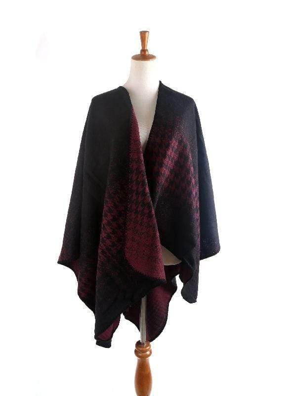 Poncho en cachemire quadrillé