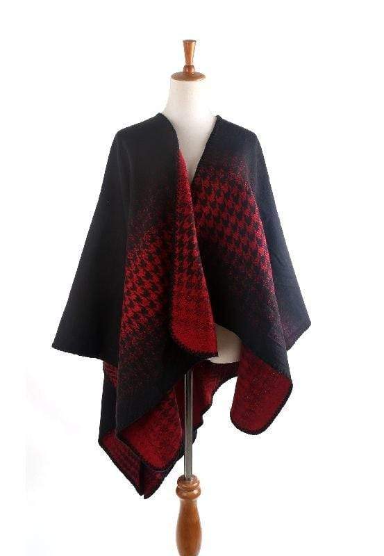 Poncho en cachemire quadrillé