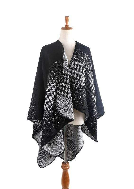 Poncho en cachemire quadrillé