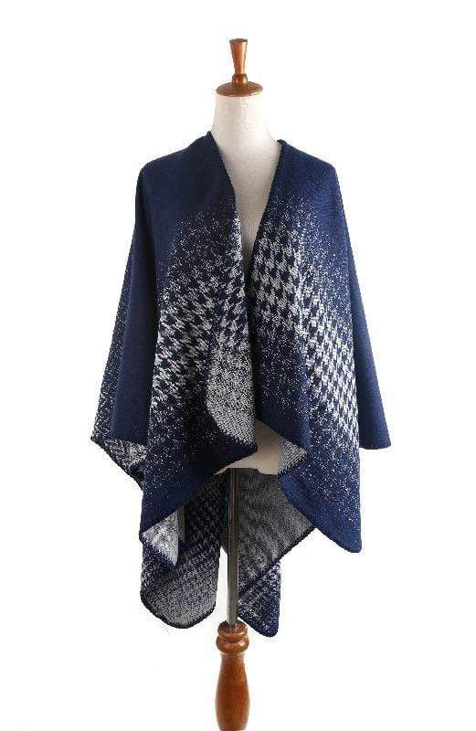 Poncho en cachemire quadrillé