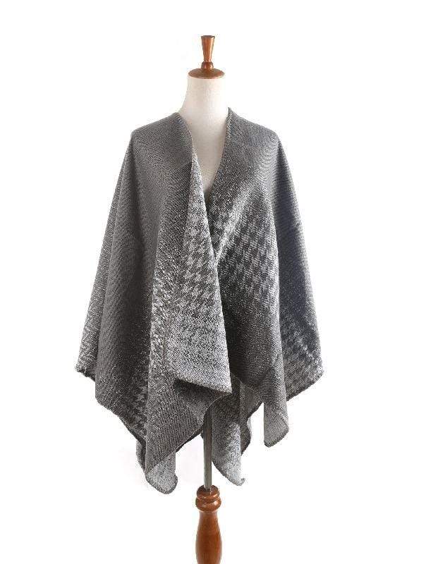 Poncho en cachemire quadrillé
