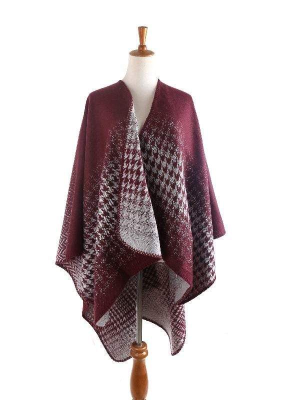 Poncho en cachemire quadrillé