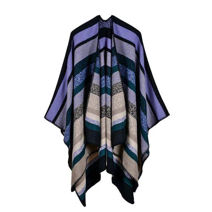 Poncho rayé réversible