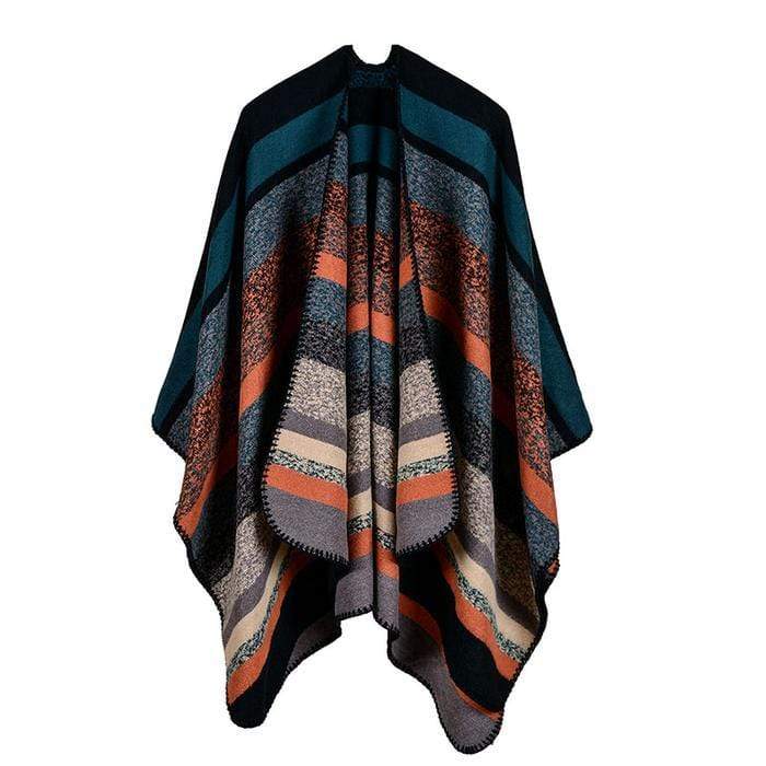 Poncho rayé réversible