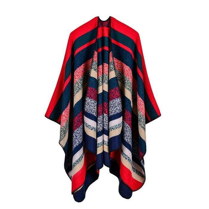 Poncho rayé réversible